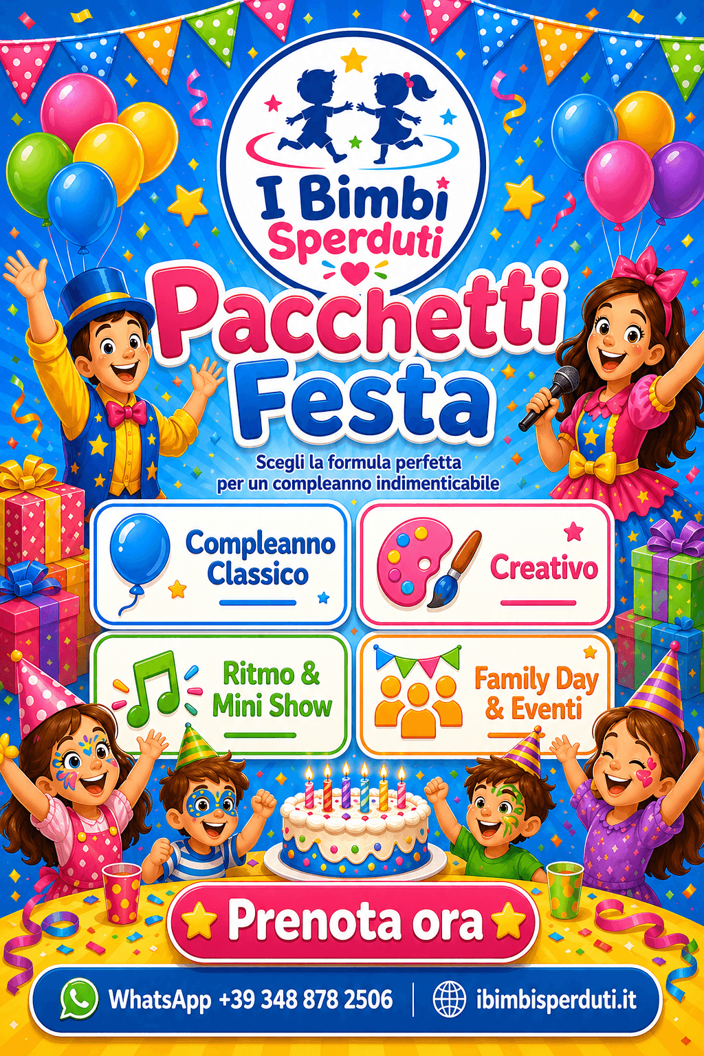 Locandina I Bimbi Sperduti dedicata ai pacchetti festa
