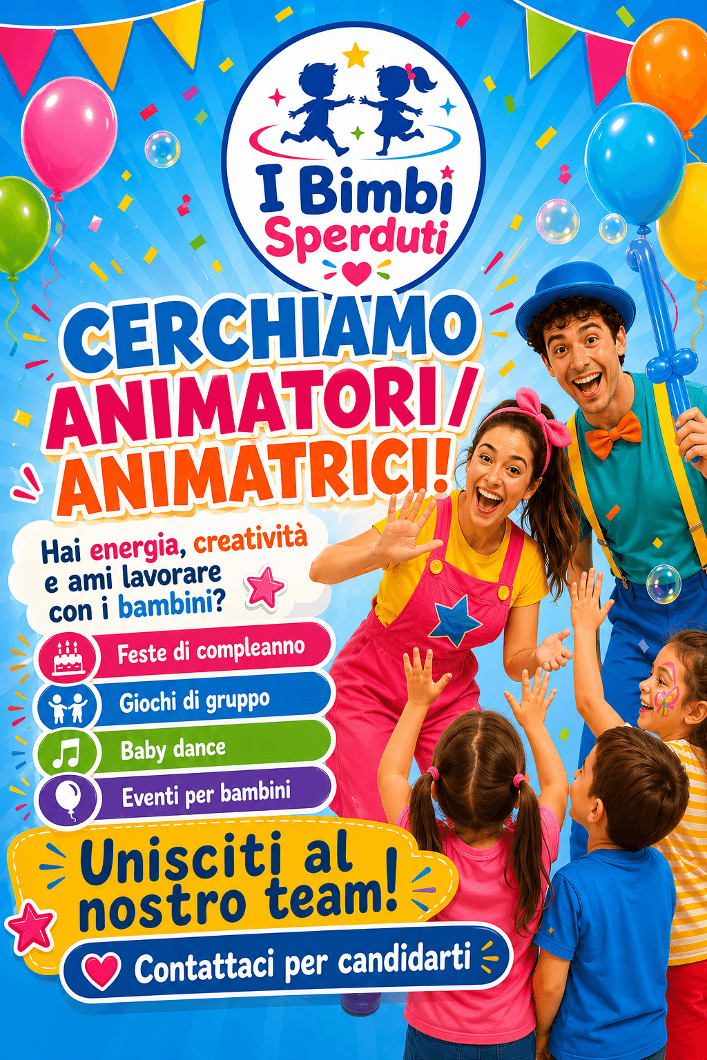 Locandina I Bimbi Sperduti: cerchiamo animatori e animatrici